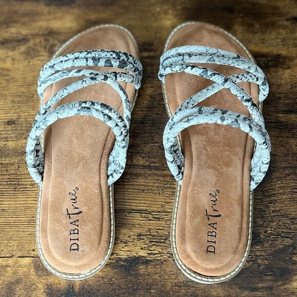 Diba True Cedar Cove Leather Strappy Slide Sandals in Gray Snakes, Size 6. New! - Picture 8 of 16